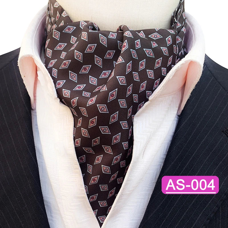Luxury Men’s Ascot Tie & Pocket Square Set for Weddings, Business & Formal Wear