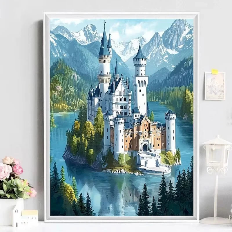 Diy Picture Painting By Numbers Landsape Acrylic Paints On Canvas Coloring By Numbers Home Decoration