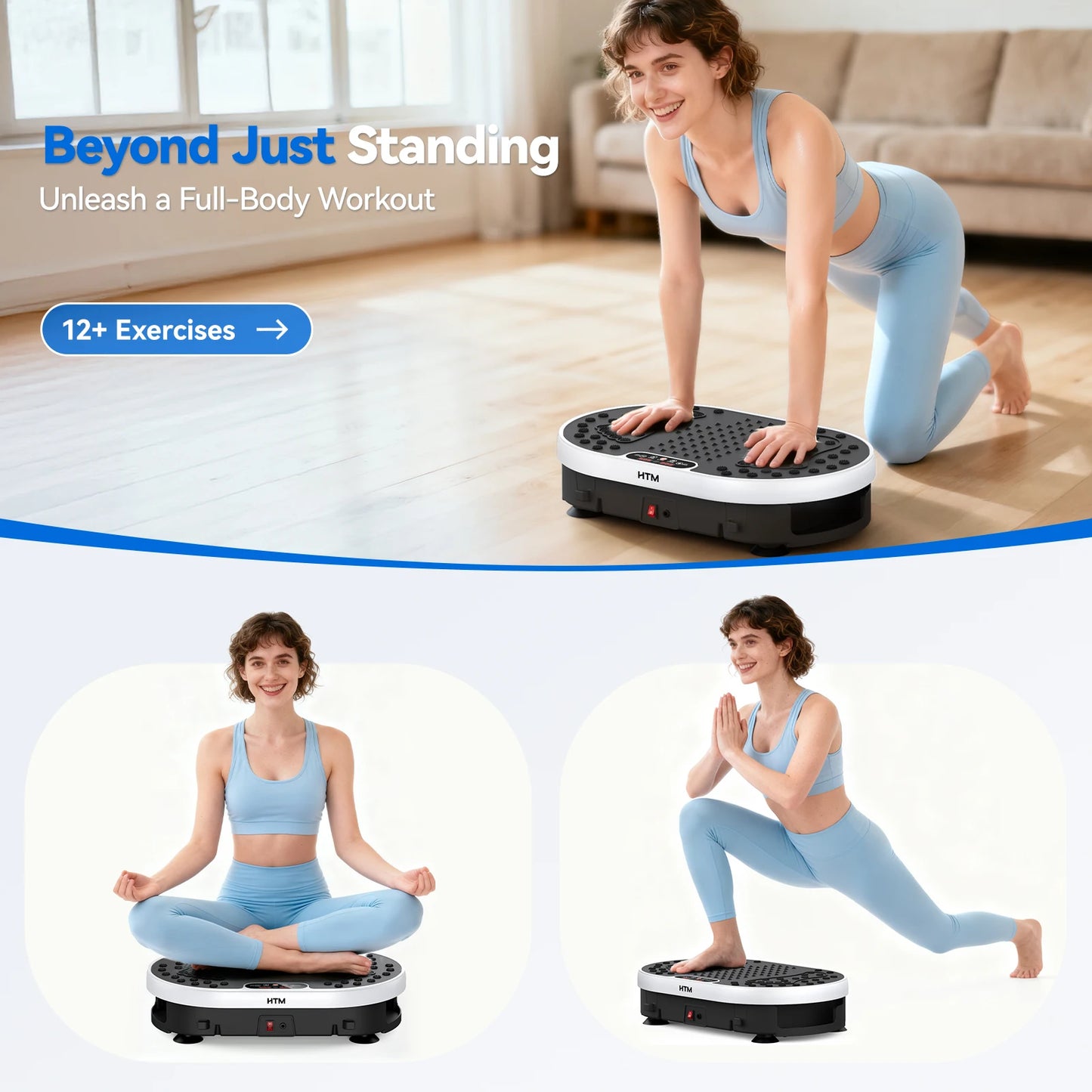 Magnetic Vibration Plate Exercise Machine. 120 Level Full Body Fitness Trainer with Resistance Bands