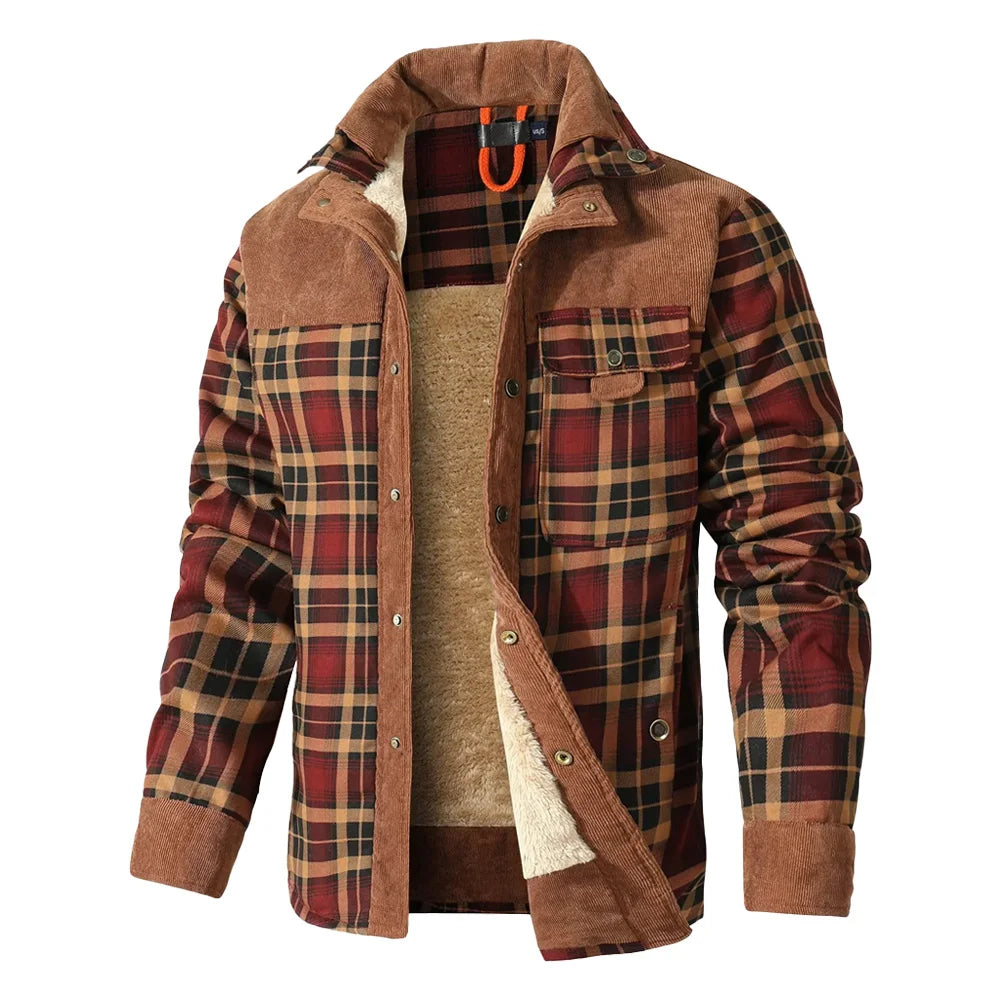 Men’s Sherpa Lined Plaid Bomber Jacket