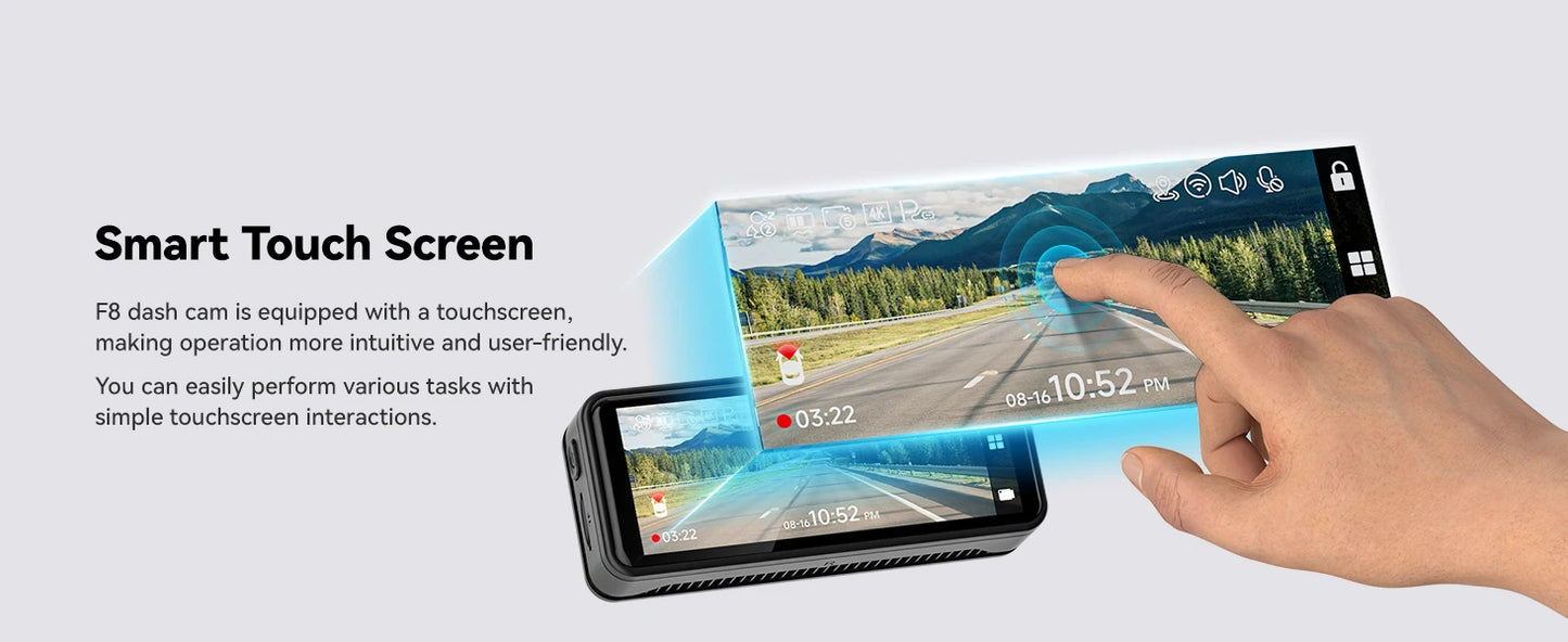 REDTIGER F8  4K+1080P 5.8G WiFi Dash Cam Front and Rear GPS Dash Camera for Cars Front Night Vision Car DVR Car Dash Camera