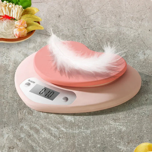Multi-Function Kitchen Baking Scale Pink Heart-shaped Portable High-Precision Digital Scale 5kg/1g 2kg/0.1g LCD Electronic Scale