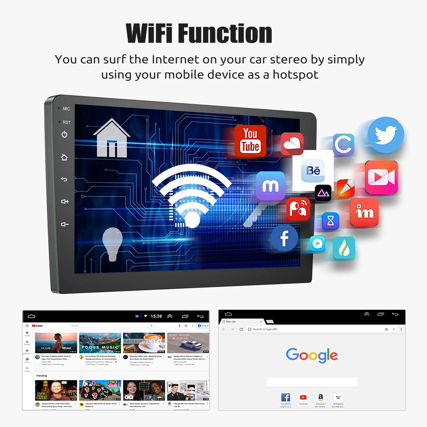 ESSGOO Android 14 Car Stereo . 7”/9”/10” Touchscreen with Wireless CarPlay, Android Auto, GPS Navigation & Bluetooth