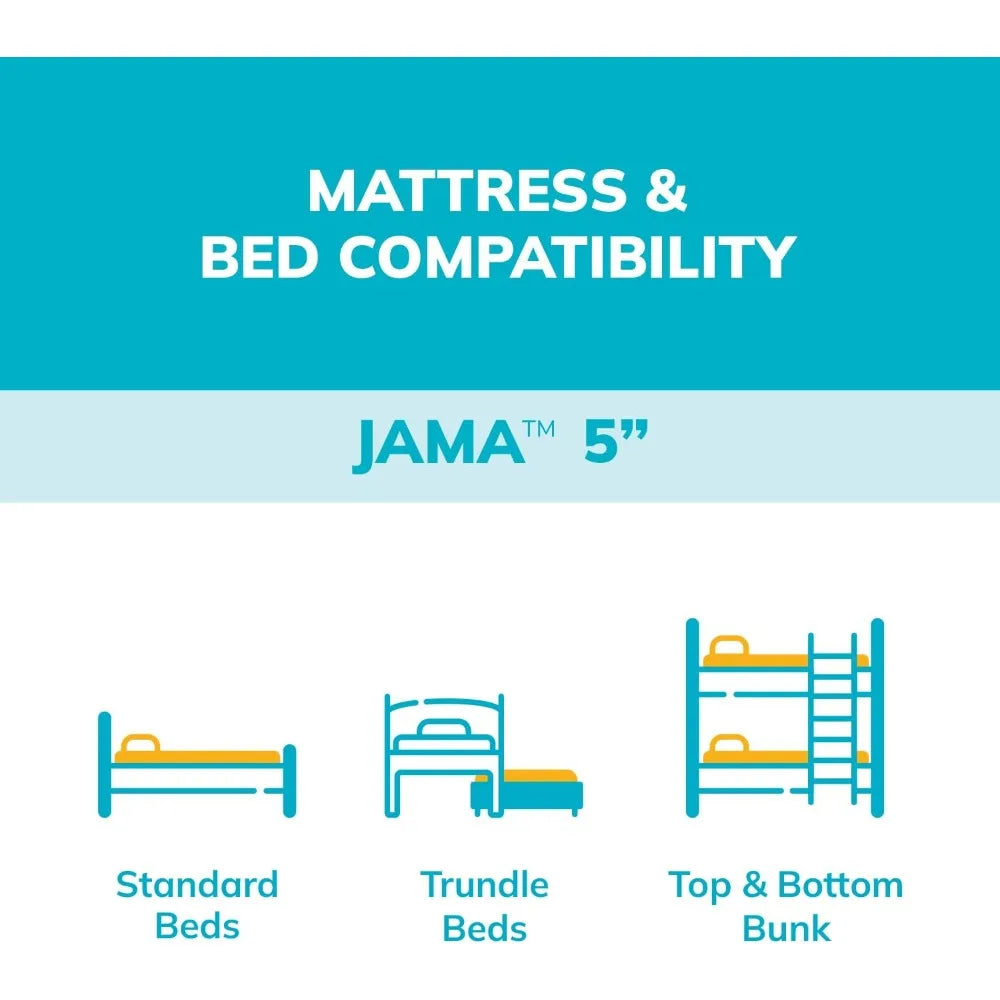 5 Inch Twin Mattress for Kids, Bunk Bed Mattress, Made in The USA of US Foam and Global Materials,CertiPUR-US Certified, Medium