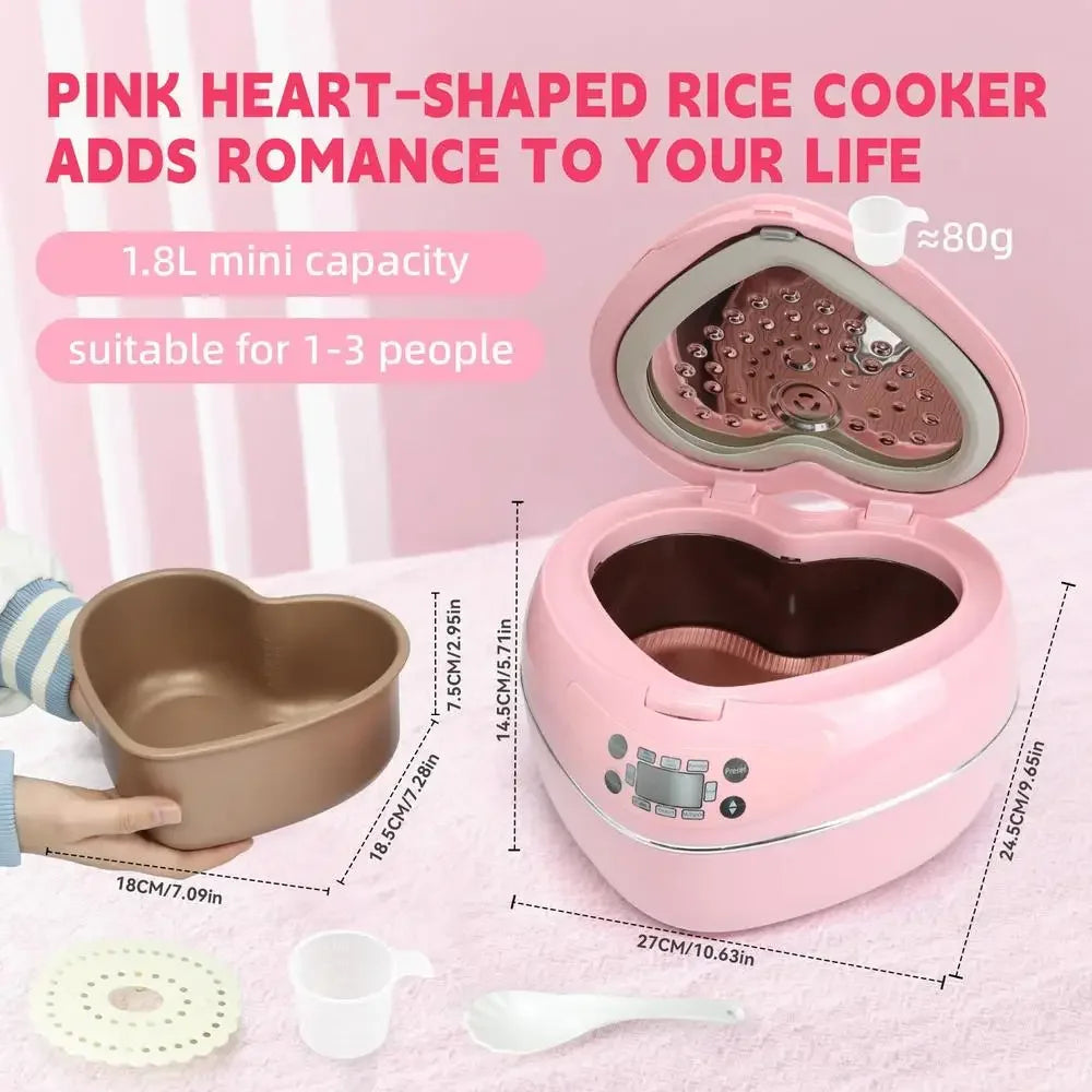 Heart Shape Rice Cooker 8 Cup Multifunctional Steamer Timer