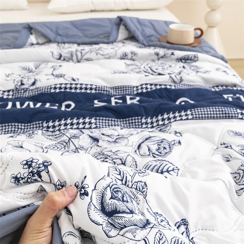 Floral Style Duvet Summer Thin Quilt Skin-friendly Bedspread Air Conditioning Blanket edredones Adults Kids Room Comforter Quilt