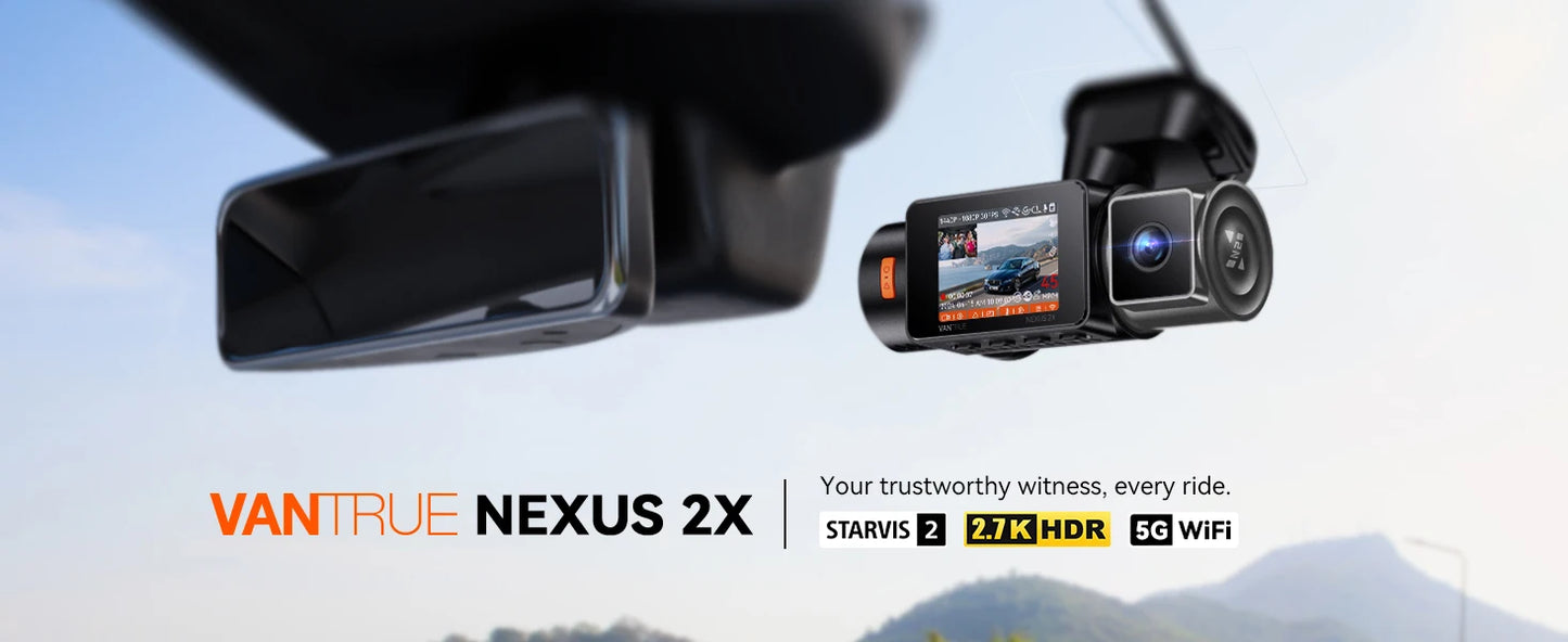 Vantrue N2X 2.7K HDR Dashcam Front and Inside 5G WiFi Dual Dash Camera with IR Night Vision STARVIS 2 Voice Control 60FPS GPS