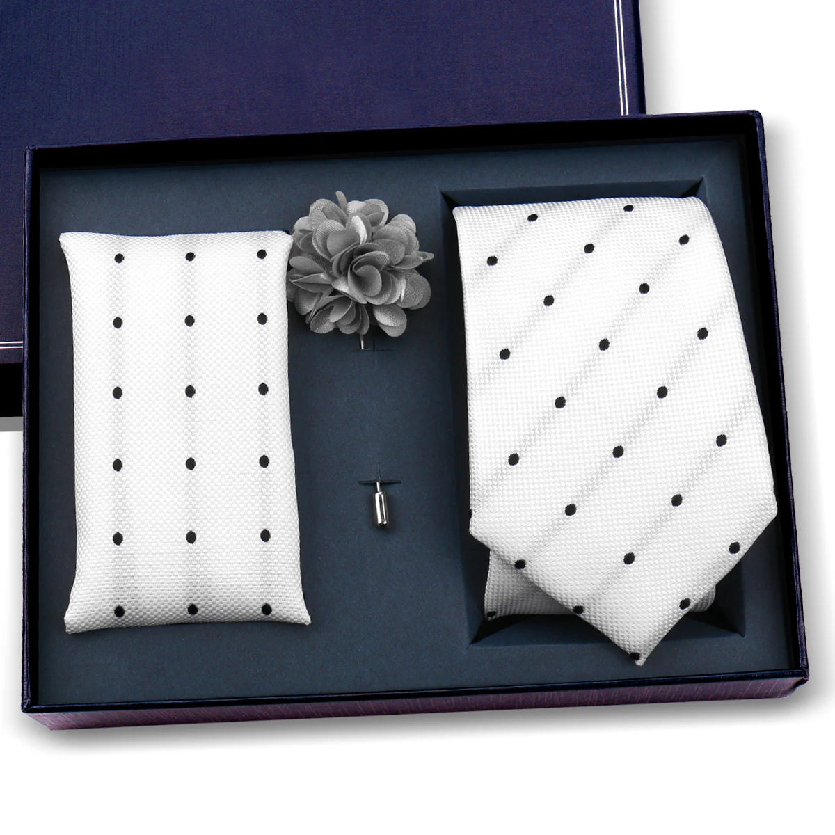 Luxury Men’s Paisley Necktie Gift Set. Silk Tie, Pocket Square, Cufflinks & Gift Box for Weddings & Business