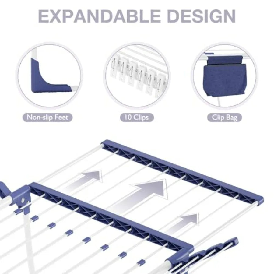 Multi-Tier Foldable Clothes Drying Rack for Indoor & Outdoor Laundry, Towels & Delicate Clothing