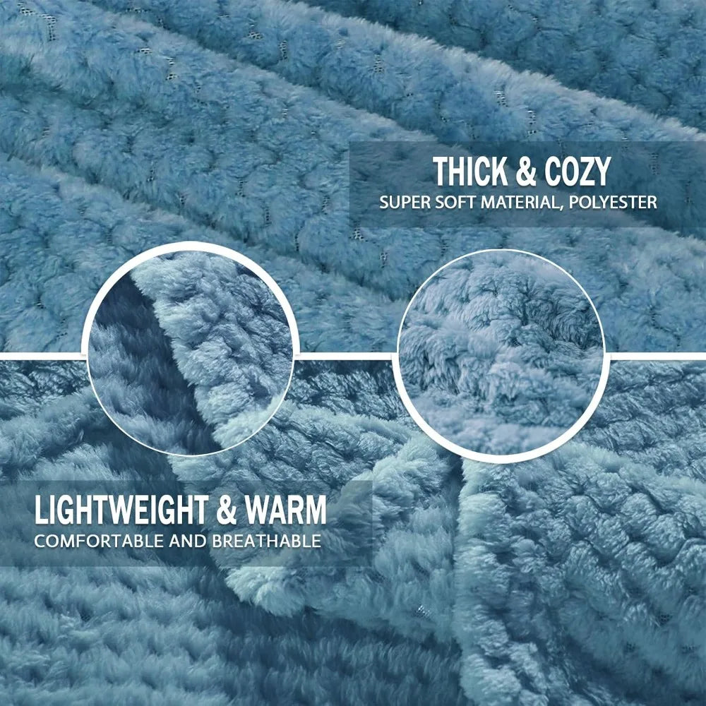 Extra Large Fleece Throw Blanket 50x70 Inches Super Soft Warm Cozy Lightweight Waffle Knit Textured Fuzzy Plush Blanket for Couch Sofa Bed Living Room Lounge Travel Nap Decor Slate BlueThis Ultra Soft and Snuggly