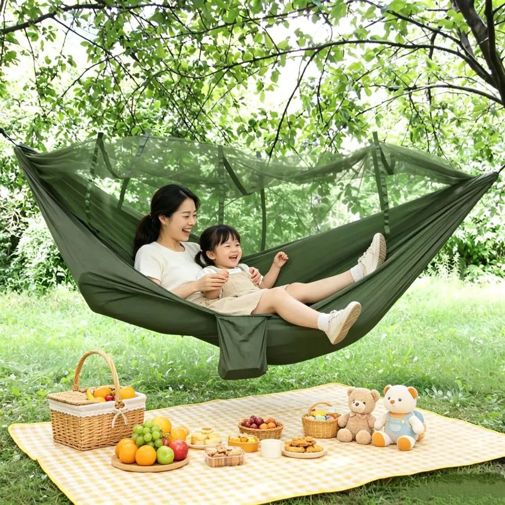 Portable Camping Hammock with Mosquito Net | Lightweight Double Travel Hammock for Hiking, Backpacking & Outdoor Adventures