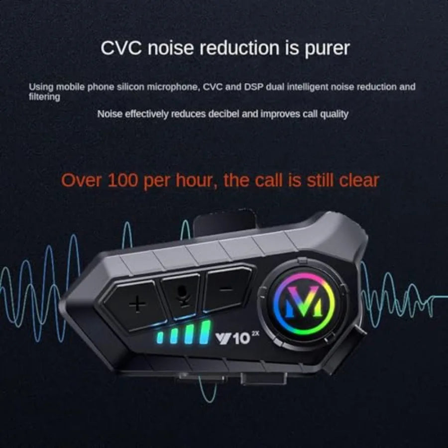 Waterproof helmet bluetooth headset with call noise cancellation 1000mAh large battery 2person helmet intercom for motorcycle b