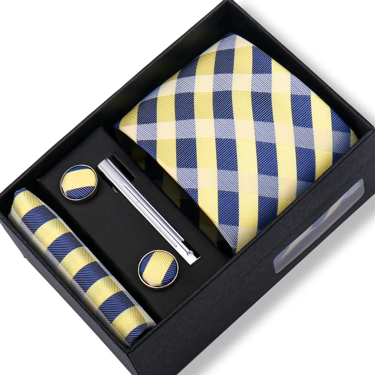 Tie Men With Box Top Quality Business Ties Hanky Cufflink Set Clips Green Necktie Corbatas For Men Wedding In Gift Box Gravatas