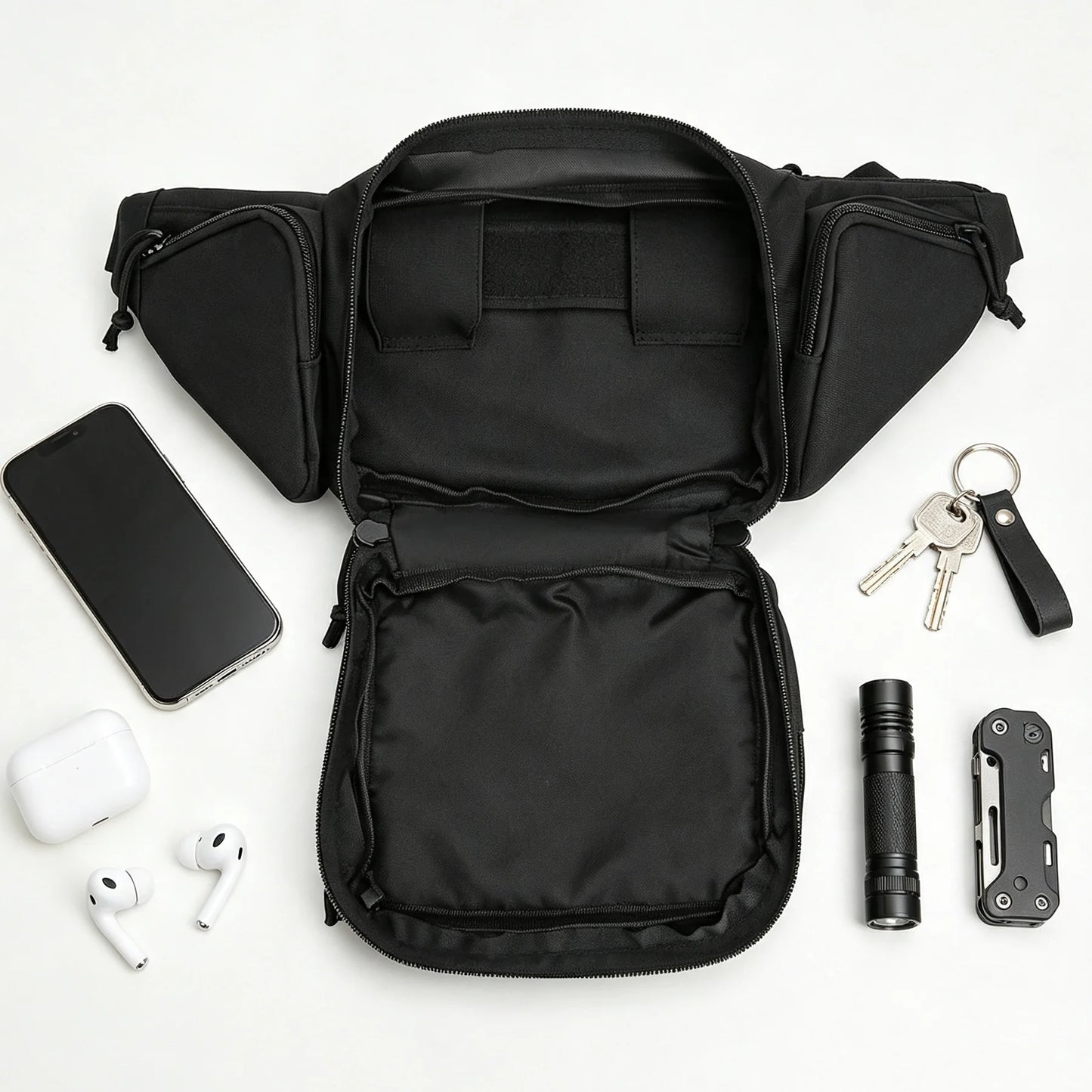 Tactical EDC Waist Pack. Multi-Pocket Utility Belt Bag for Hiking, Camping, Travel & Outdoor Adventures