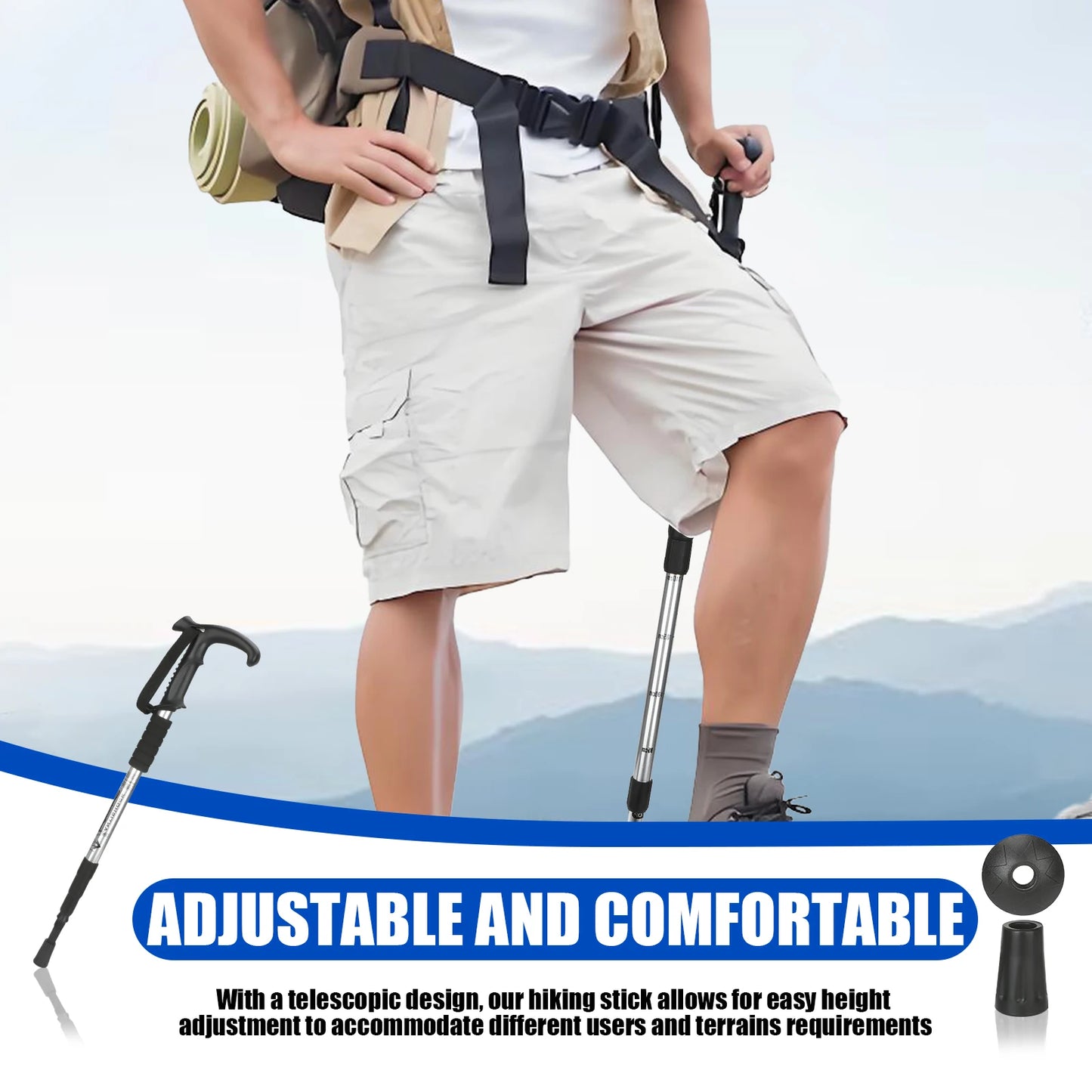 Adjustable Hiking Walking Stick – Lightweight Telescopic Trekking Pole for Hiking, Walking & Outdoor Adventures