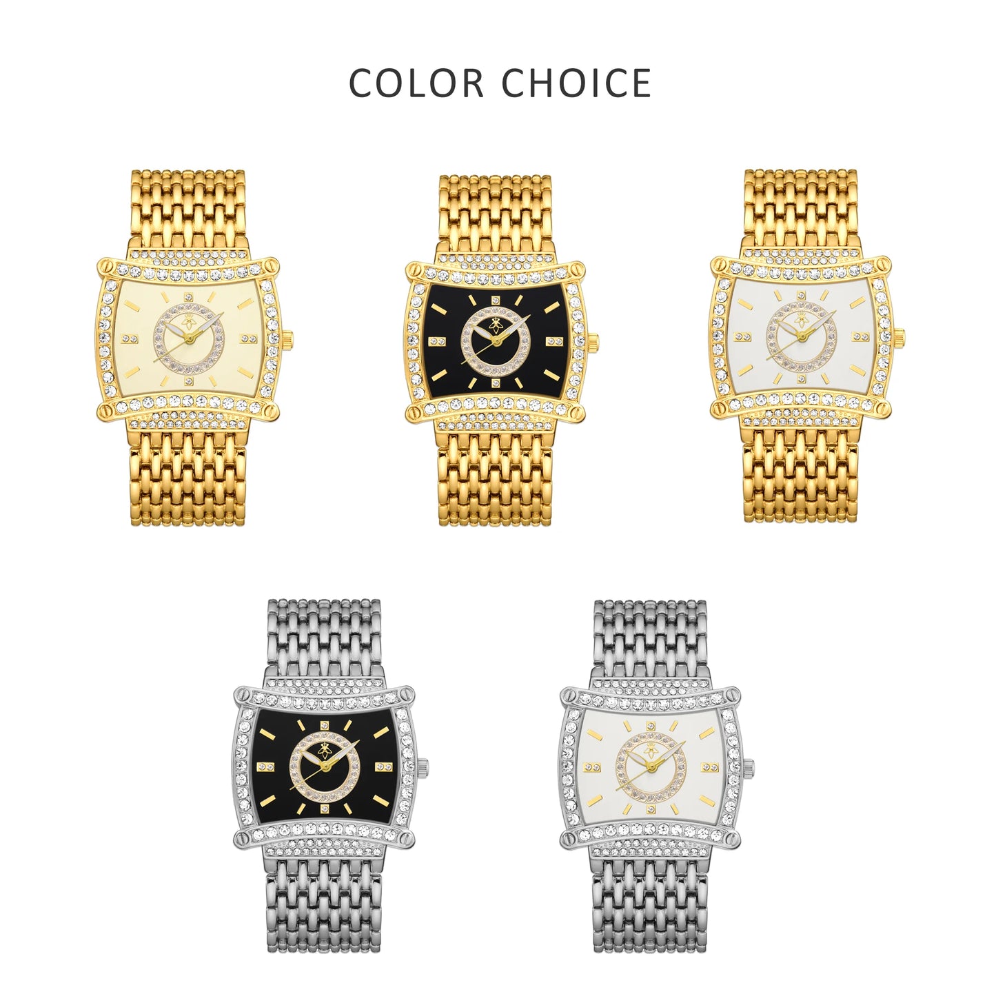 YalaLusi Luxury Crystal Square Watch . Elegant Waterproof Fashion Timepiece