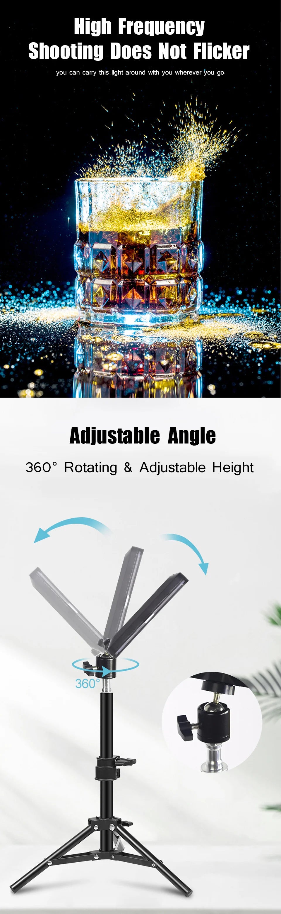 LED Photography Video Light Panel Lighting Photo Studio Lamp Kit With Tripod Stand RGB Filters For Shoot Live Streaming Youbube