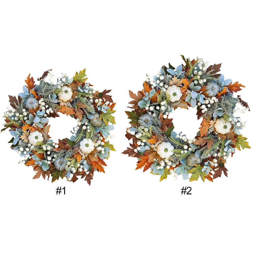 35/40cm Fall Front Door Wreath Festival Theme Pumpkin Berry Garland Window Hanging Garland for Home Porch Wall Decor