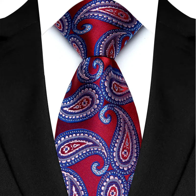 Luxury Red Paisley Men’s Tie. Classic Business and Wedding Necktie
