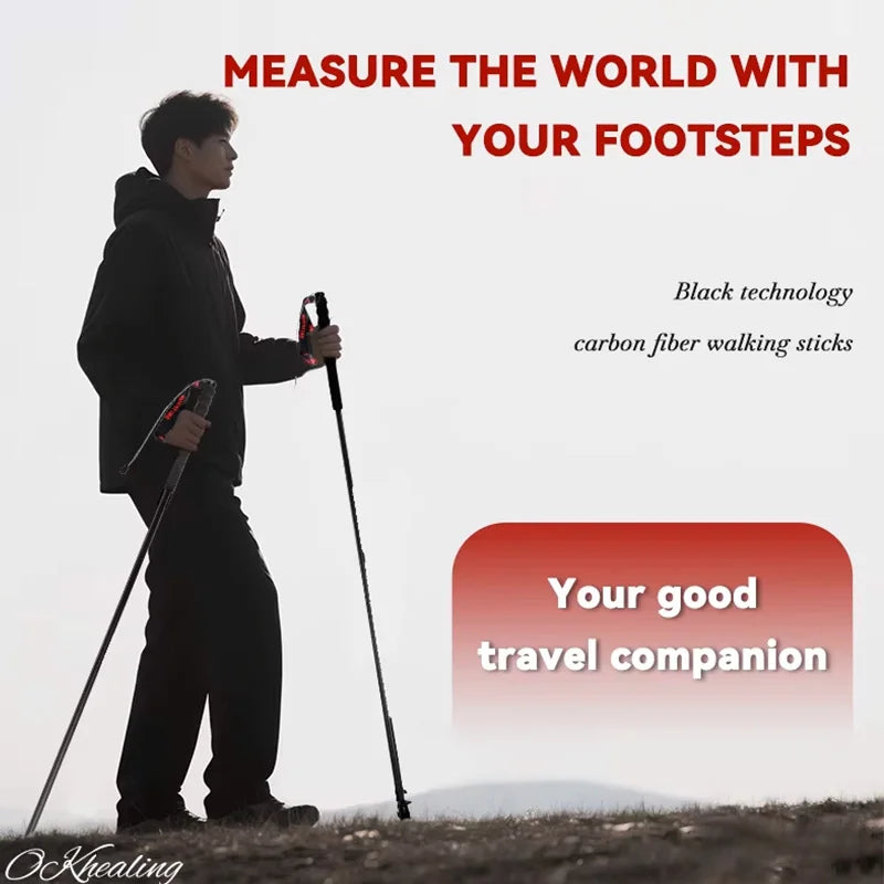 Adjustable Carbon Fiber Trekking Poles – Lightweight Foldable Hiking & Walking Sticks with Quick Lock for Camping, Backpacking & Outdoor Adventures