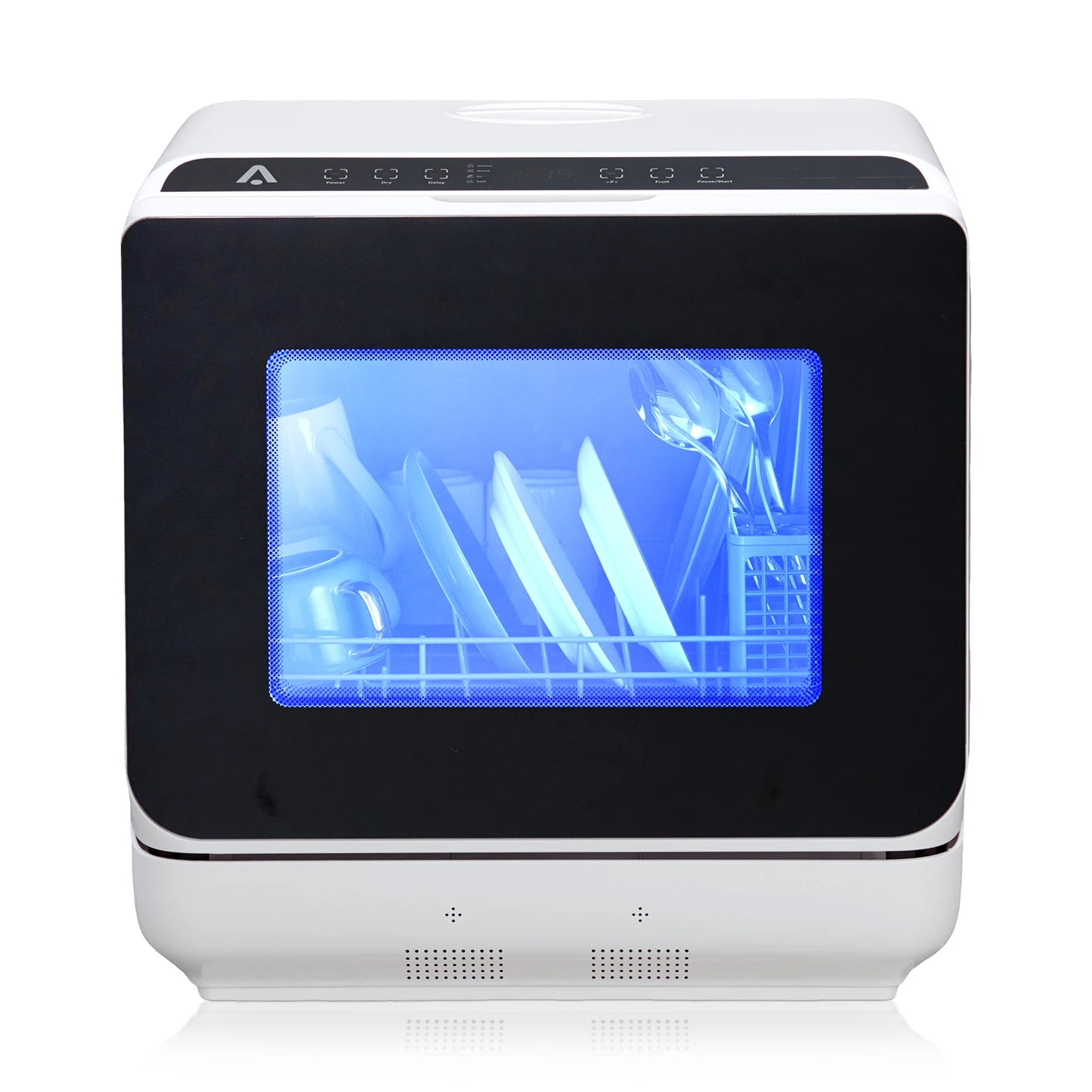 Countertop Dishwasher, Portable Dishwasher with 5 Washing Programs, Compact Dishwasher Glass Door, Rapid & Fruit Wash, 5L Water