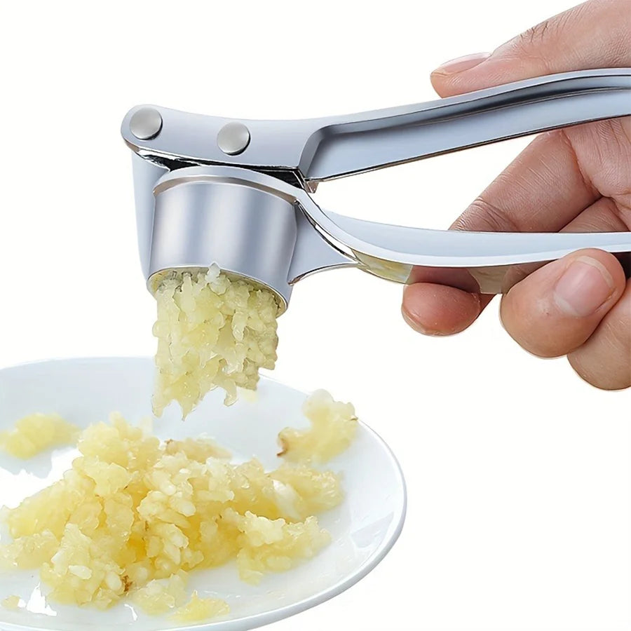 3-in-1 Stainless Steel Garlic Press & Bottle Opener. Heavy Duty Kitchen Crusher Tool
