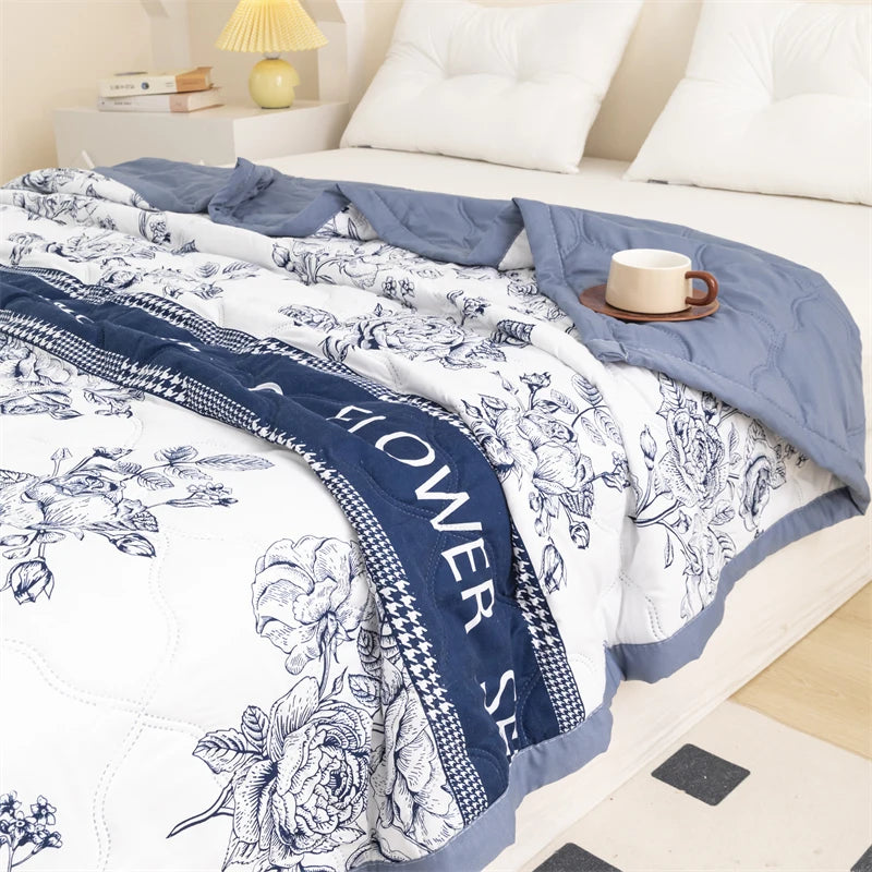 Floral Style Duvet Summer Thin Quilt Skin-friendly Bedspread Air Conditioning Blanket edredones Adults Kids Room Comforter Quilt