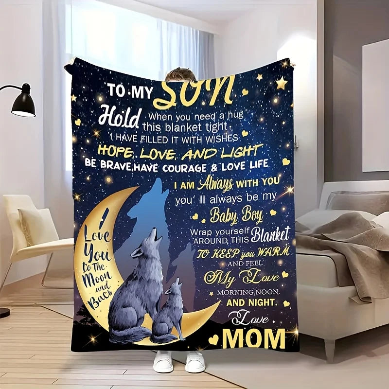 To My Son Inspirational Flannel Blanket. Soft Cozy Gift Blanket from Mom