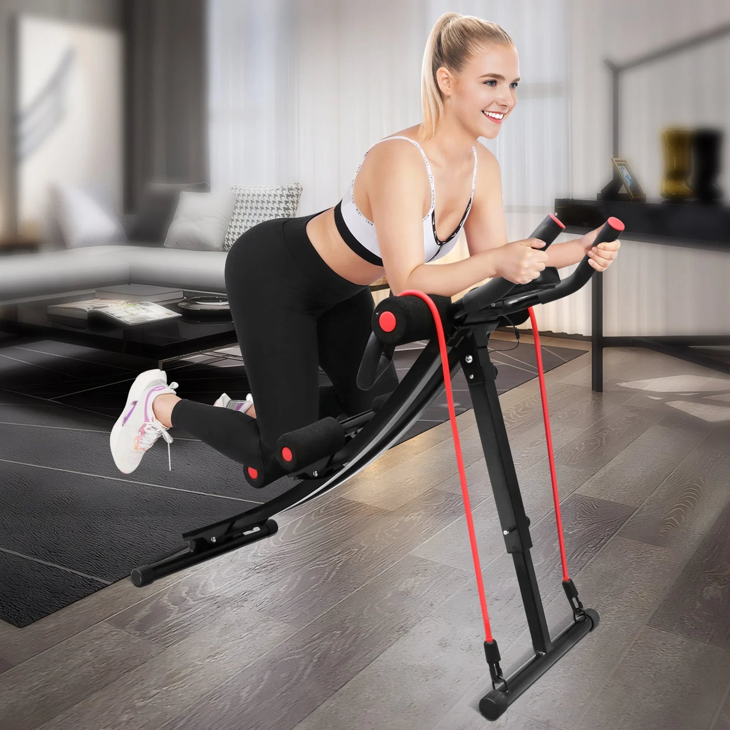 Foldable Abdominal Trainer Machine . Adjustable Core Workout Equipment with 440 lb Capacity