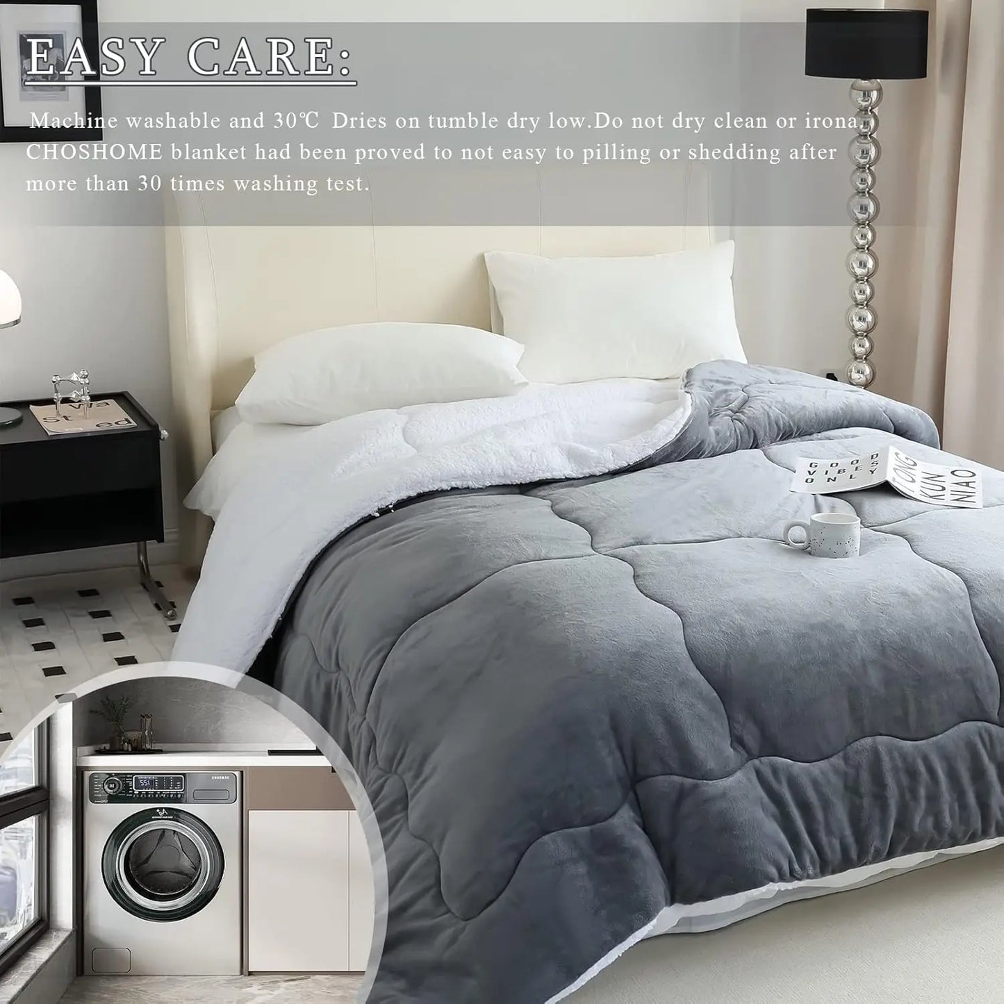 1 Pc Wool Sofa Blanket - Thick and Warm Winter Blanket, Soft Plush Christmas Blanket, Gift for Women, Gray, 50x60 inches