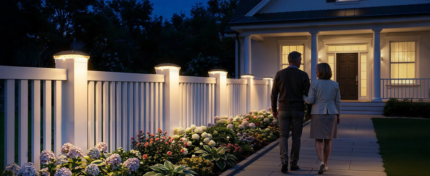 6/12 Pack Solar Fence Post Cap Lights | Waterproof LED Outdoor Deck, Patio & Garden Post Lights with 3 Lighting Modes