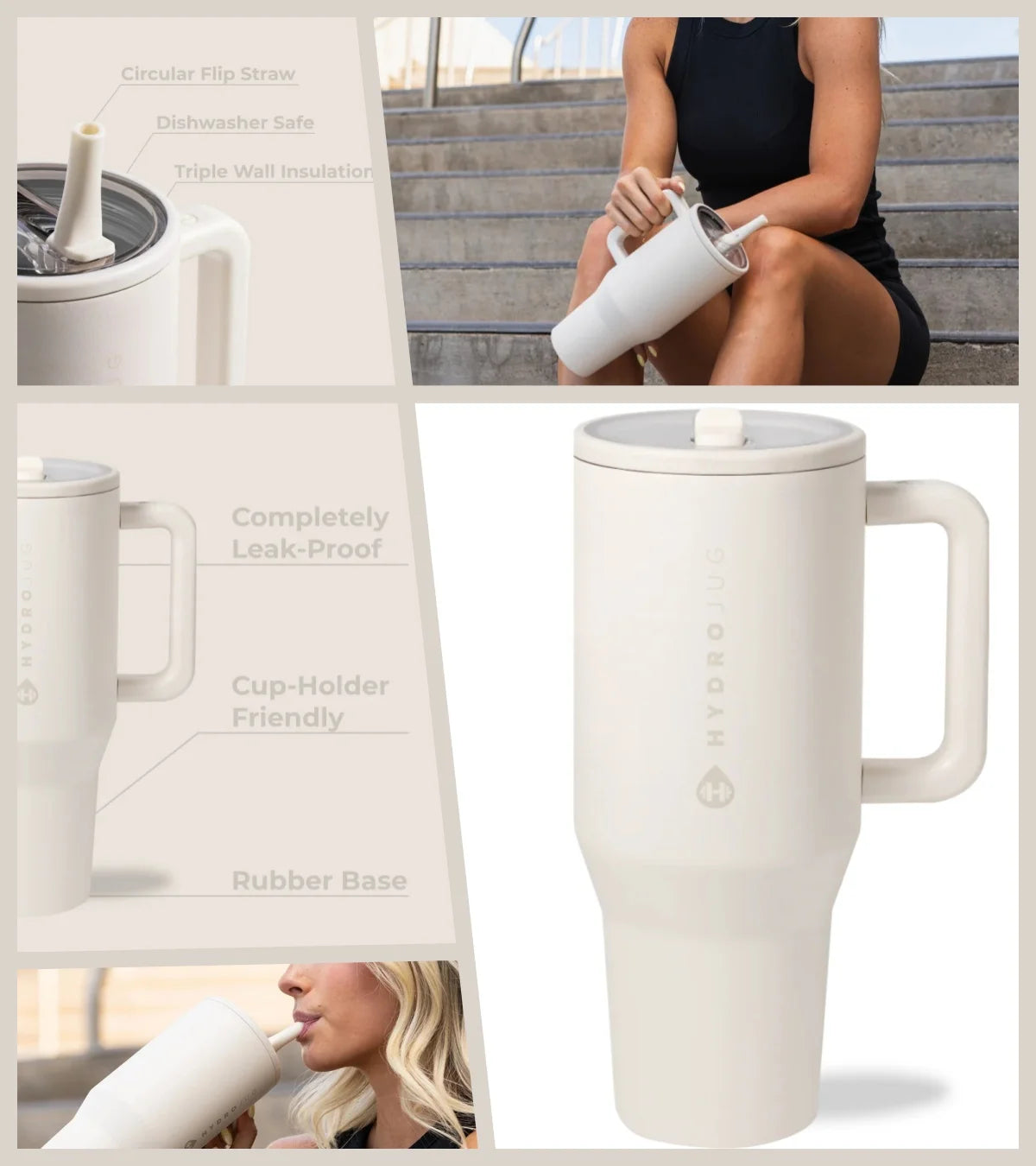 40 oz Insulated Travel Tumbler with Handle & Flip Straw .Leakproof Water Bottle for Travel, Work & Fitness