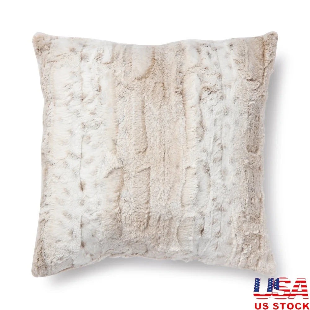Faux Snow Leopard Fur Decorative Pillow 18x18 Indoor Decor