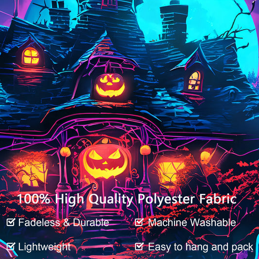 Glow In The Dark Pumpkin Tapestry With Easy Install Kit