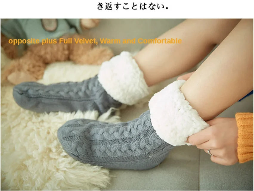 Womens Fuzzy Thermal Sock Plush Grip Hemp Winter Soft Female Home Indoor Warm Bedroom Non slip fluffy Thick Slipper Floor Sock