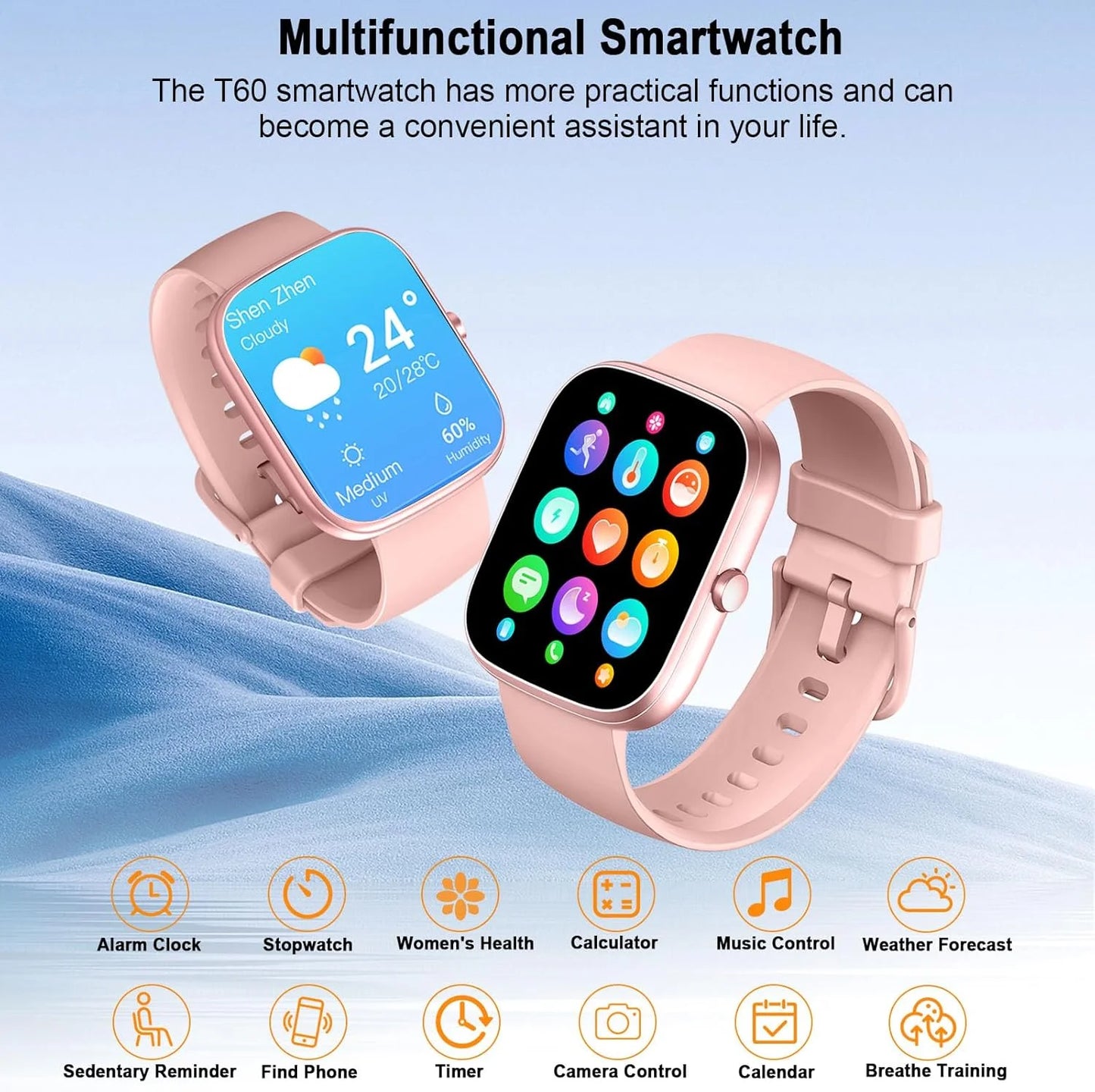 IP68 Waterproof Smart Watch with Bluetooth Calling & Fitness Tracking