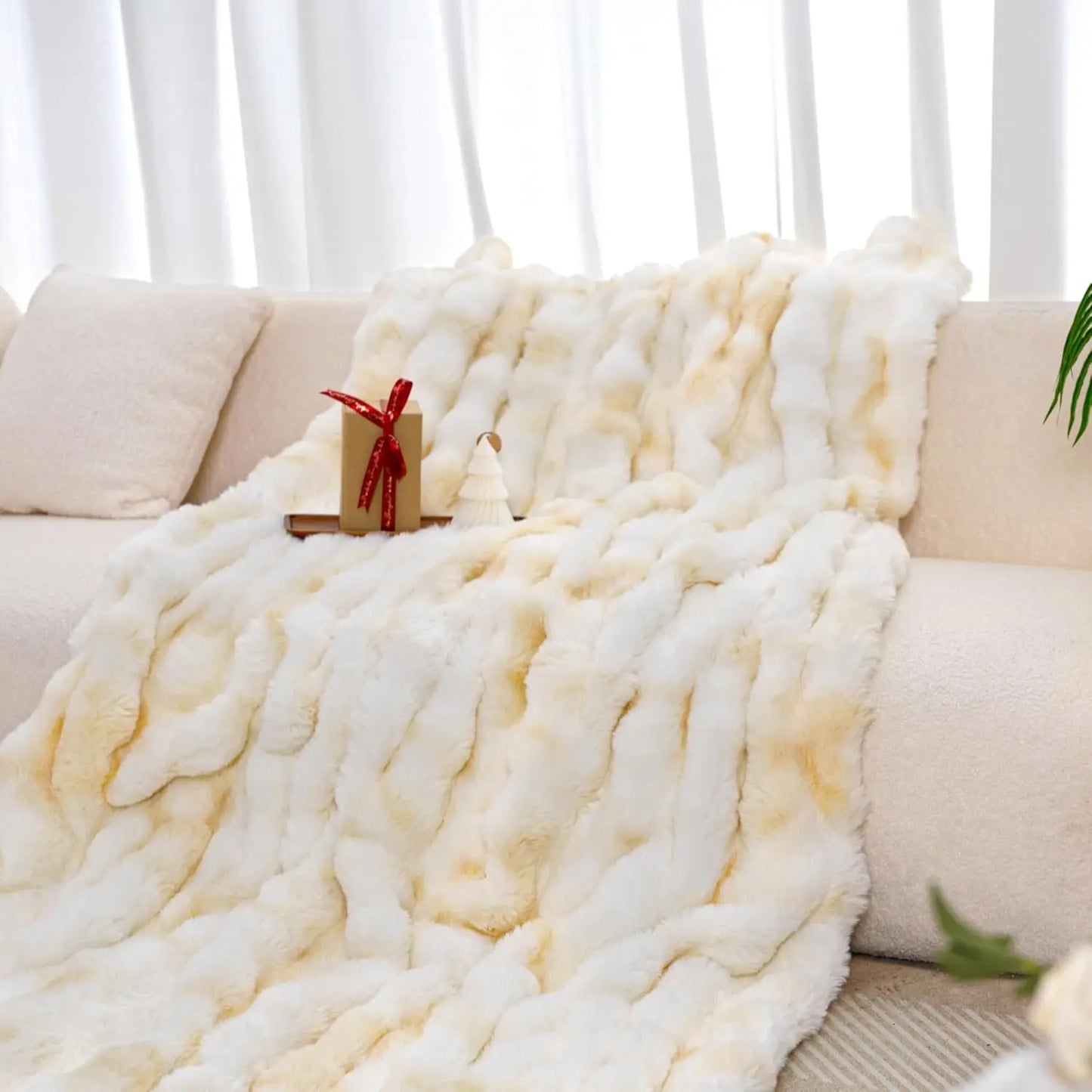 Luxury Faux Rabbit Fleece Weighted Throw Blanket