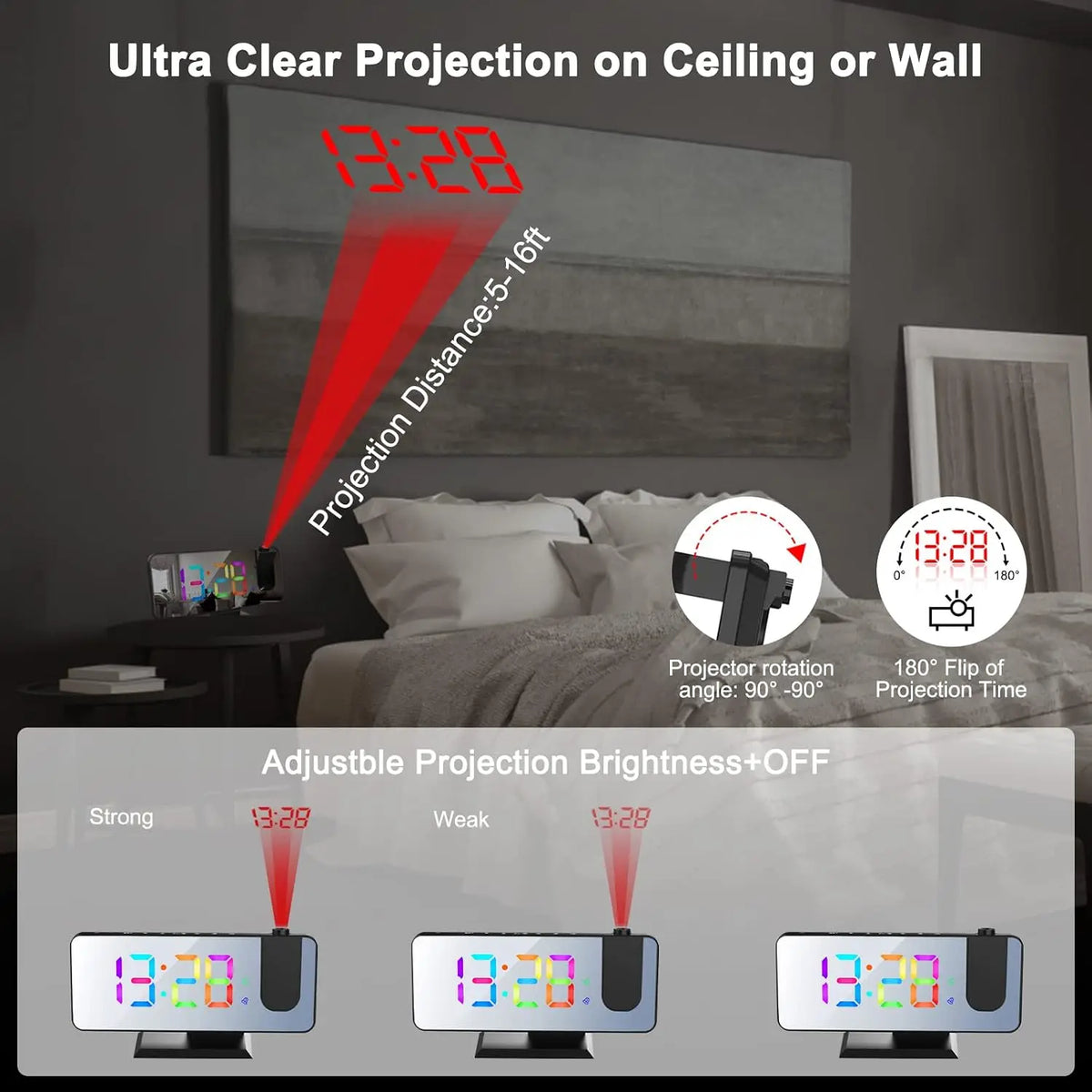 Multifunction LED Mirror Alarm Clock | Wireless Charging Display Clock
