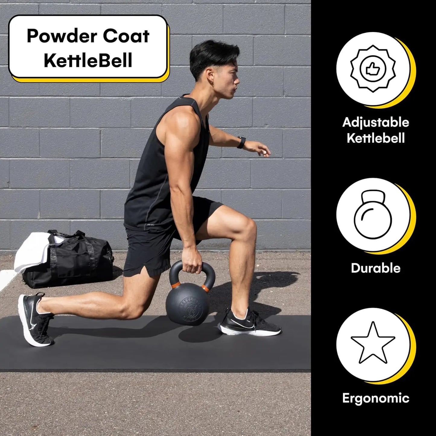 Powder Coated Kettlebell Weights 55/60/80 LB | Workout Gym Equipment & Strength training sets for Women & Men
