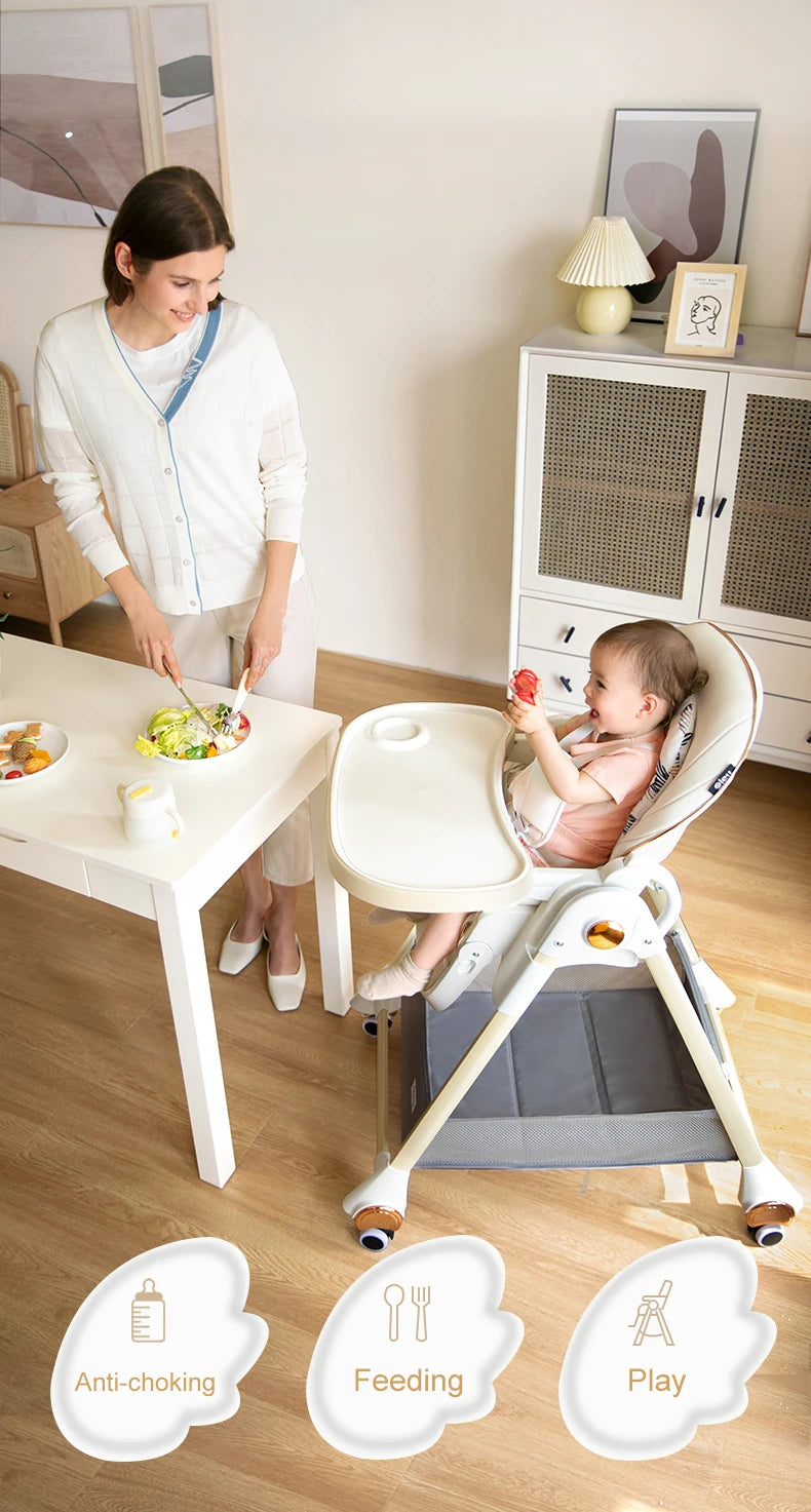 7-in-1 Convertible Baby High Chair with Adjustable Tray & Foldable Design
