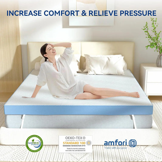 4 Inch Firm Mattress Topper Queen Size 60x80 Inch Extra Support, Gel-Infused High-Density Memory Foam Mattress Bed Topper .