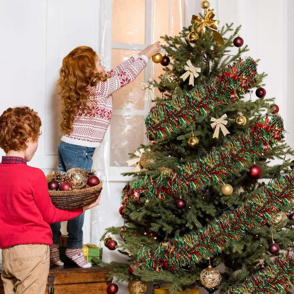 50 Feet Christmas Tinsel Garland Metallic Twist Garland Xmas Tree Decorations Wedding Birthday New Year Hanging Ornaments Party