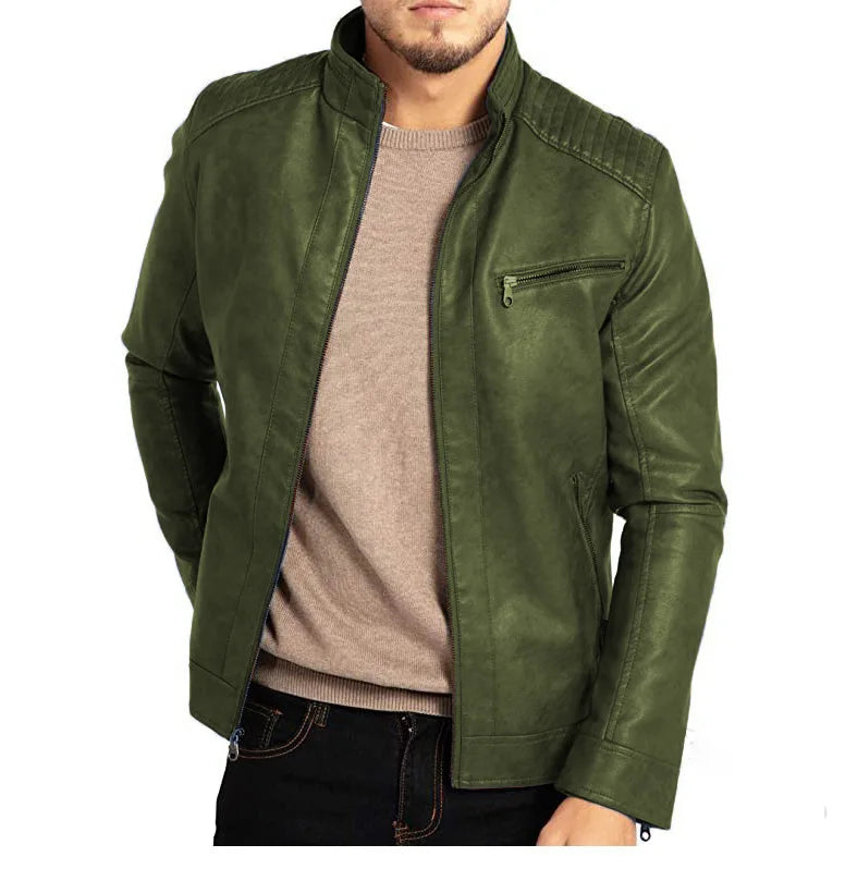 Men’s Classic Faux Leather Zip Jacket