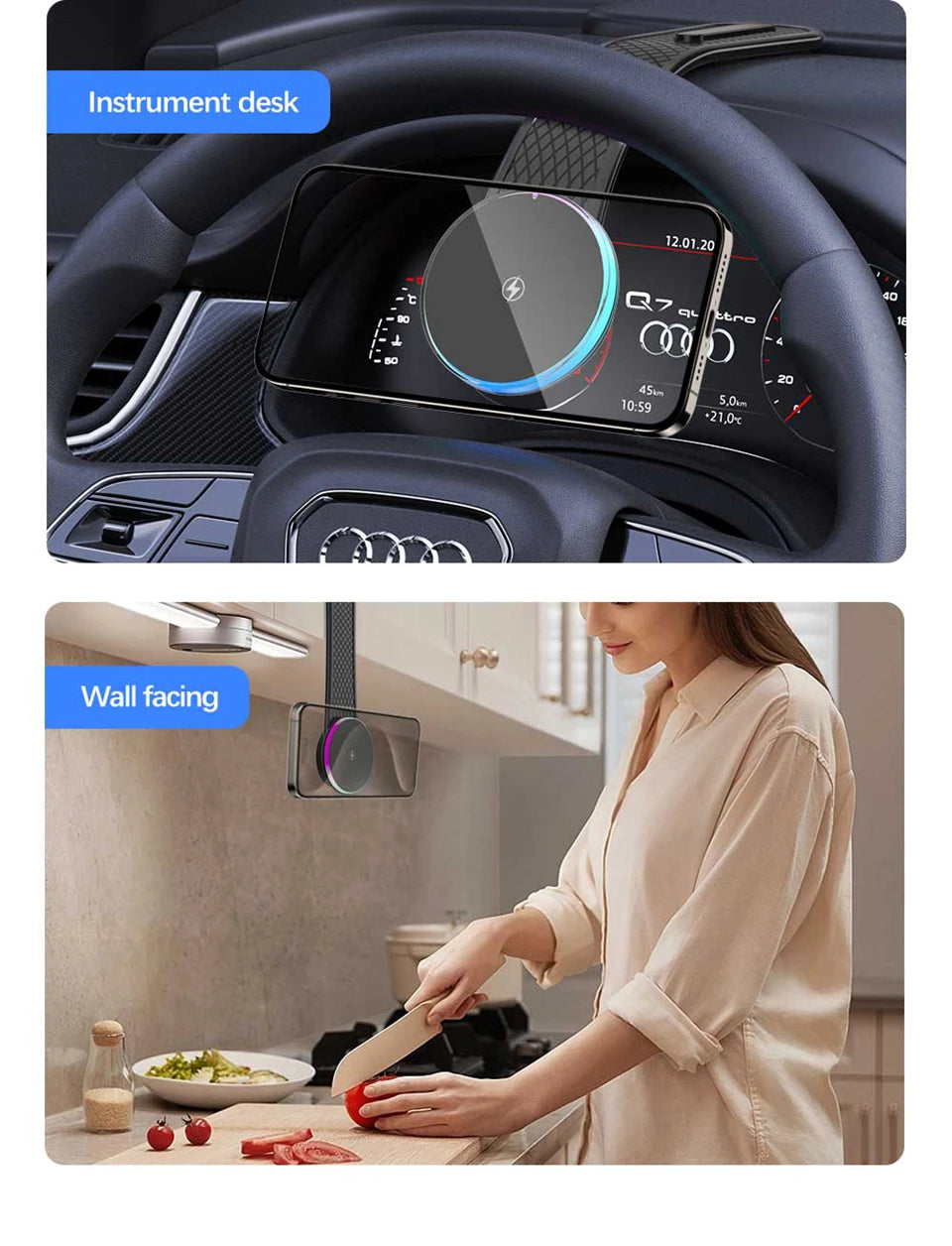 Magnetic Wireless Charger Car Adjustable Phone Holder for Magsafe iPhone 16 15 14 13 12 Pro Max 15W Fast Charging Car Charger