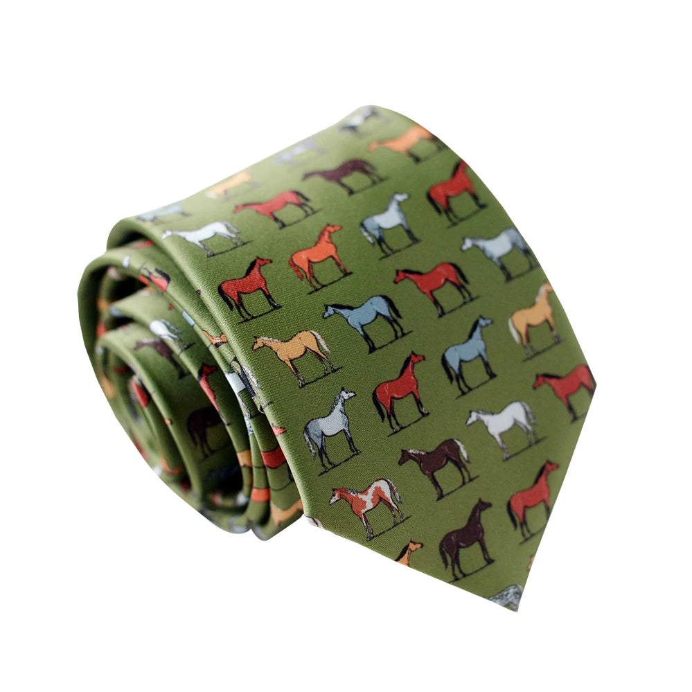 8cm Width New Design Printed Neckties Retro Anchor Animal Green Brown Neck Ties For Men Daily Wear Shirt Tuxedo Accessories Gift