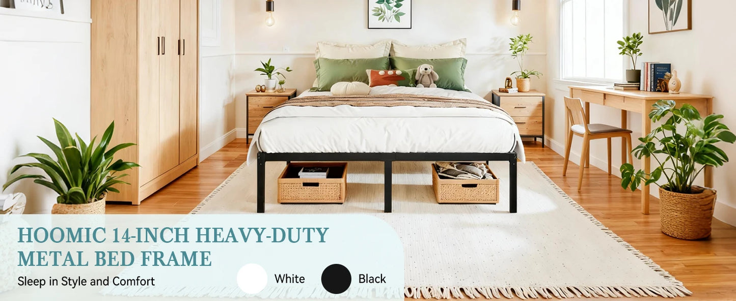 Heavy Duty Metal Bed Frame with Under Bed Storage
