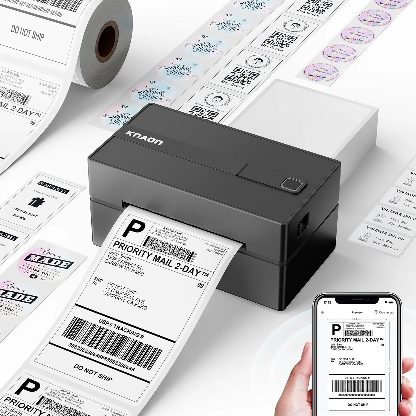 4x6 Wireless Thermal Shipping Label Printer for Small Business & Home Office