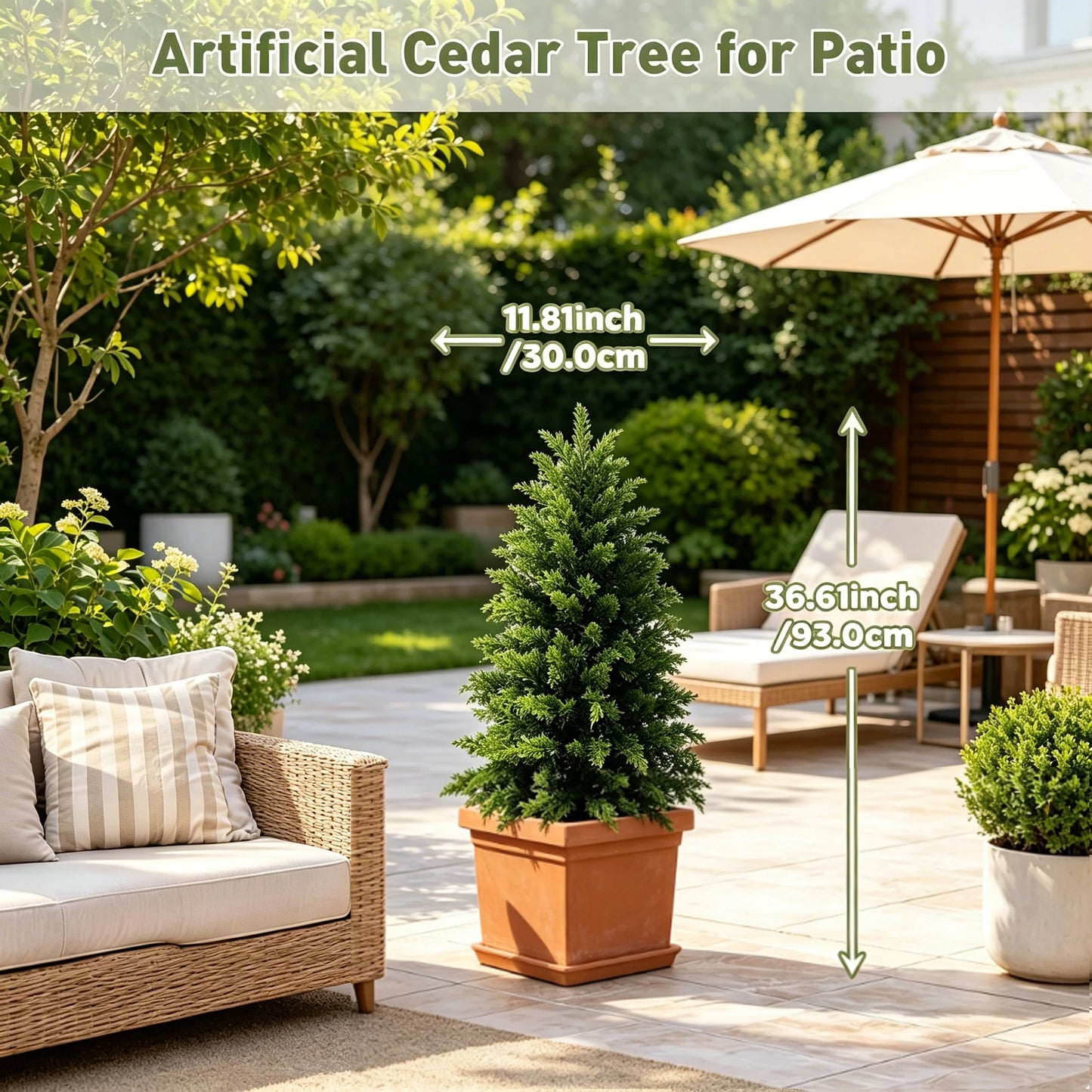 Artificial Cedar Topiary Trees – UV-Resistant Faux Outdoor Porch Trees in Planters for Front Door, Patio & Garden Décor (2–6 FT)