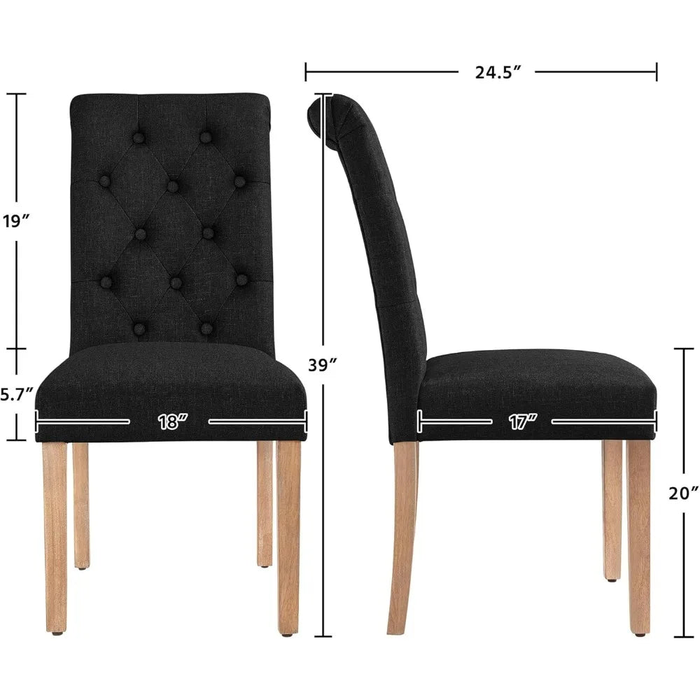 Tufted Dining Chairs Set of 4 Parsons Kitchen Chairs Stylish Dining Room Chair Upholstered Fabric Chairs with Solid Wood Legs