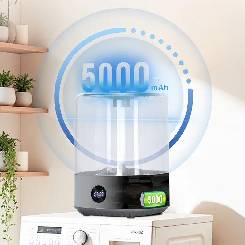 Portable Mini Washing Machine USB Rechargeable Cordless Washer For Underwear, Socks, Baby Clothes, 4L Capacity With Digital Control, Quiet & Efficient For Apartment, Dorm, Travel, Camping & RV
